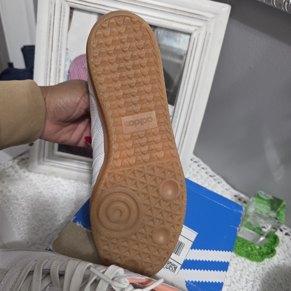 Adidas Women's White and Peach Sneakers - Picture 3 of 3